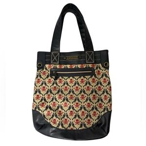Loungefly Red Skull Crow Pattern Tote